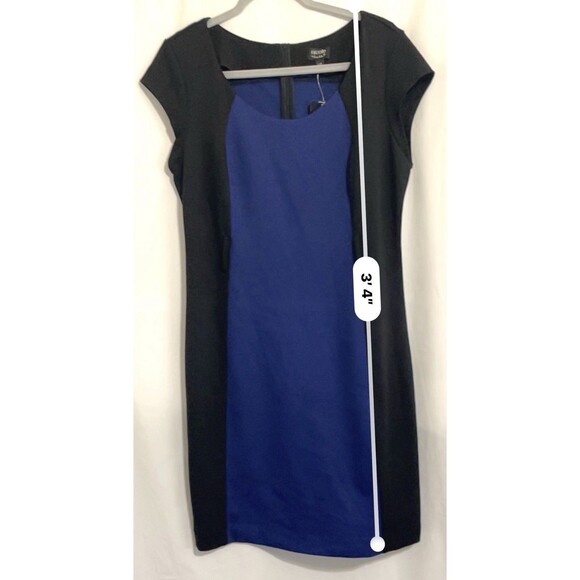 Nicole Miller Dress Black Electric Blue Cap Sleeve Zip Back Women’s Size L New - Picture 7 of 7
